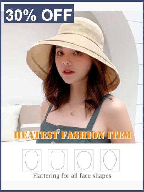 Wide Brim Sun Hat with UV Protection, Adjustable Bucket Hat, Packable Travel Hat